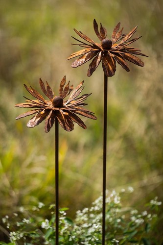2er gartenstecker metall blume - 2er,