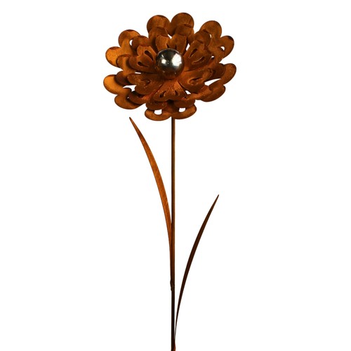 Rost blume mit edelstahlkugel - rost,