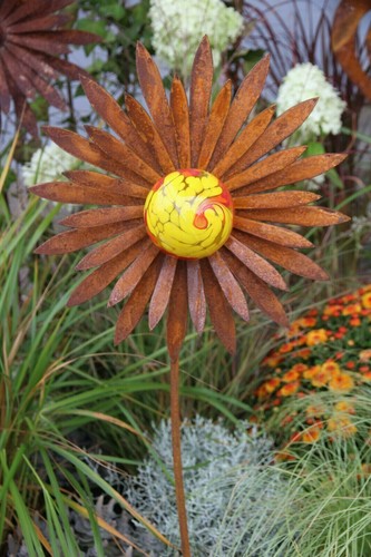 Gartenstecker blüte metall - gartenstecker,